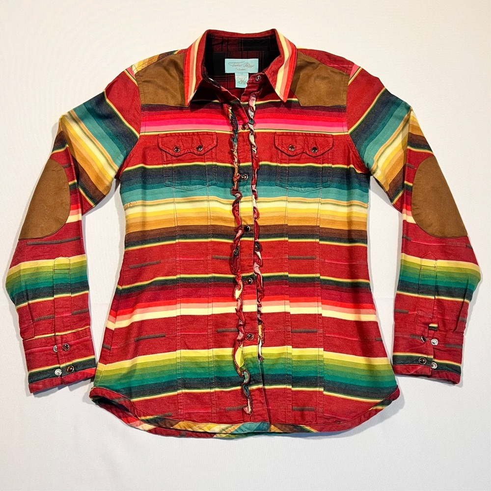 Tasha Polizzi Western Shirt Colt 44 Valley Serape Ruffle Pearl Snap‎ Size Medium
